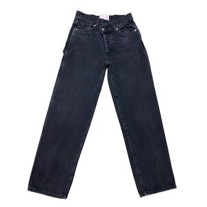 Revice Vintage 90s Baby Asymmetrical Button Fly Jeans Black 27x28 EUC